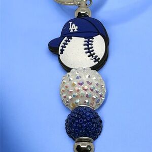 Handmade beaded Dodgers Keychain with Tassel